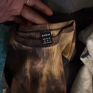 SHEIN Brown and Tan Tie-Dye Top